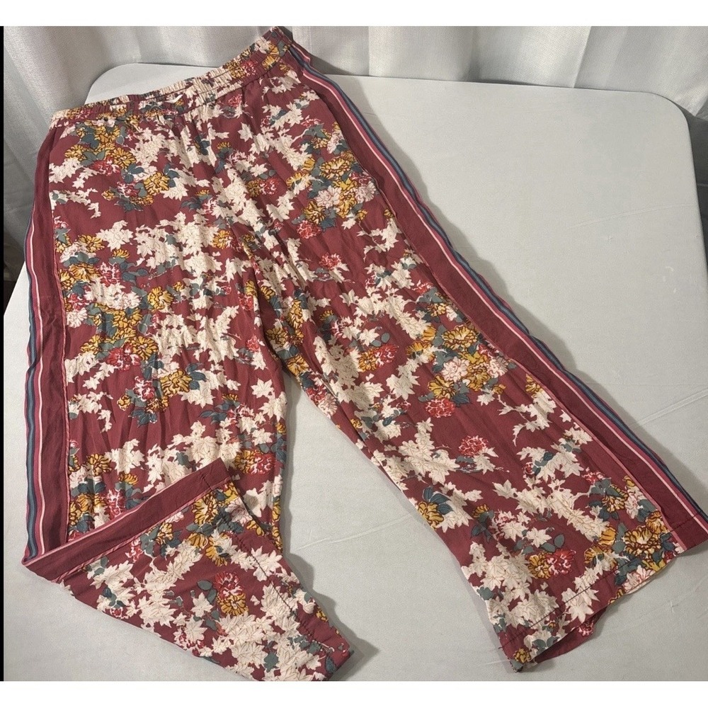 Anthropologie ETT:TWA Schuyler Floral Crop Wide Leg Pull On Pants Medium Boho